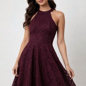 B. Smart Deep Wine Lace Dress
